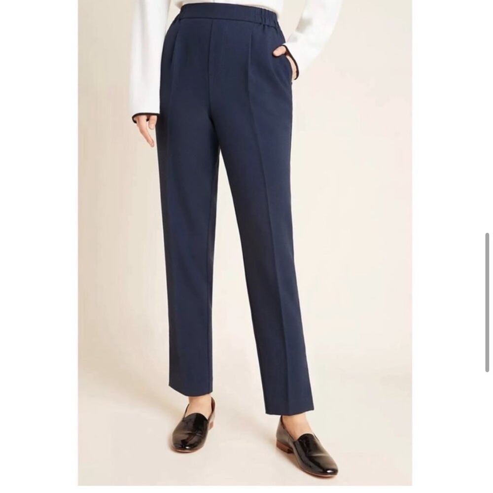 NWT Anthropologie Marin Navy Copley Tapered Pull On Trouser Pants large